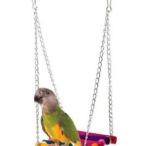Vktech 5pc Colorful Parrot Swing Toys, Wooden Hammock for Parakeets, Cockatiels